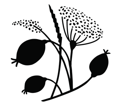Black and white illustration of flowers